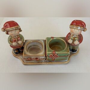 Yankee Candle Ronnie Walter Girl & Boy Holding Gifts Candle Holder